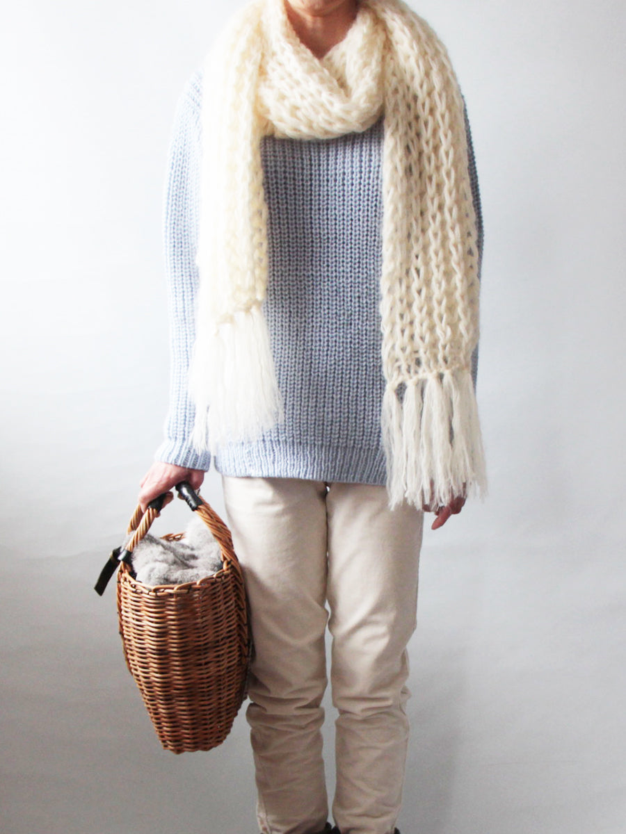 手編み製図　ビッグローゲージモヘアマフラー【N35】