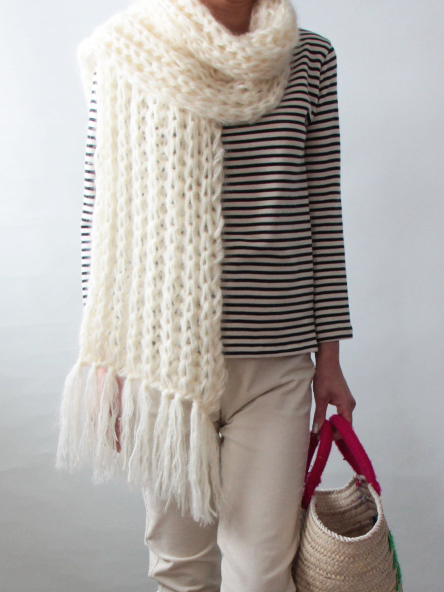 手編み製図　ビッグローゲージモヘアマフラー【N35】