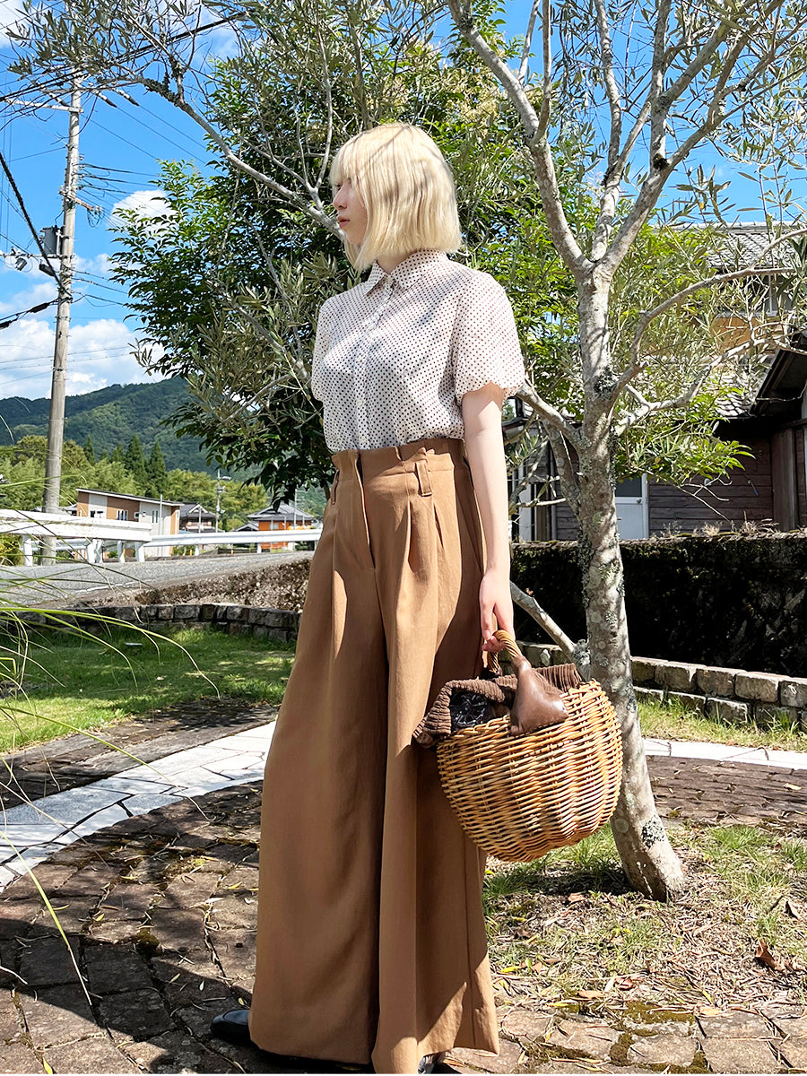 667】ハイウエストタックワイドパンツ – Couleure