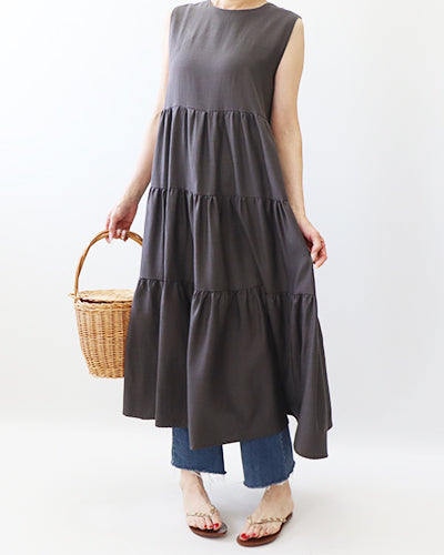 【875】ノースリーブティアードワンピース