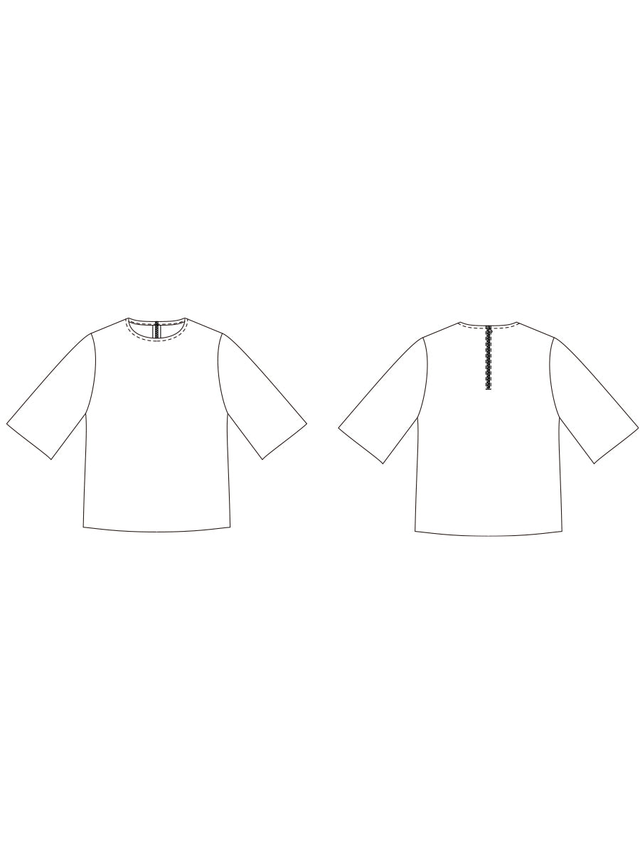 【597】バックファスナー5分袖プルオーバー