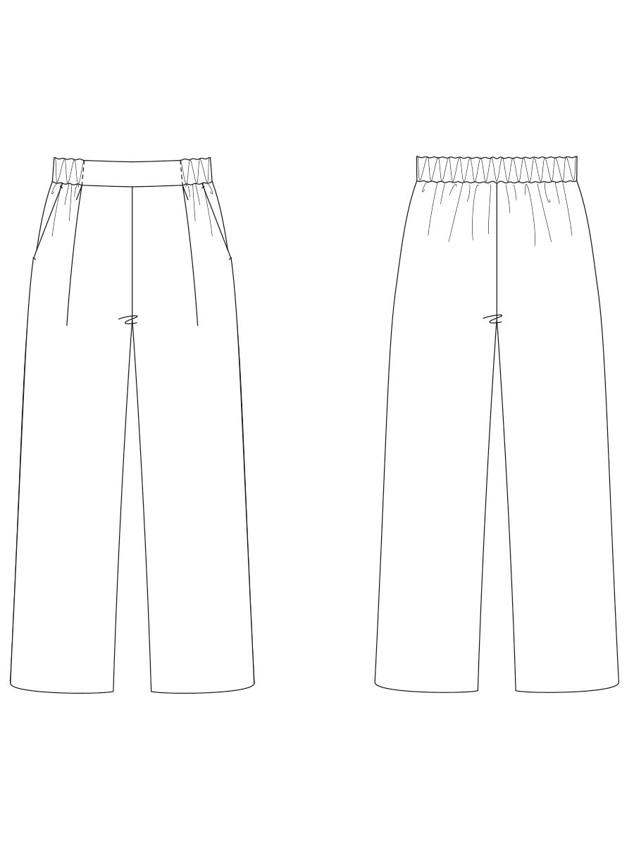 [679] Center flat waist elastic wide pants