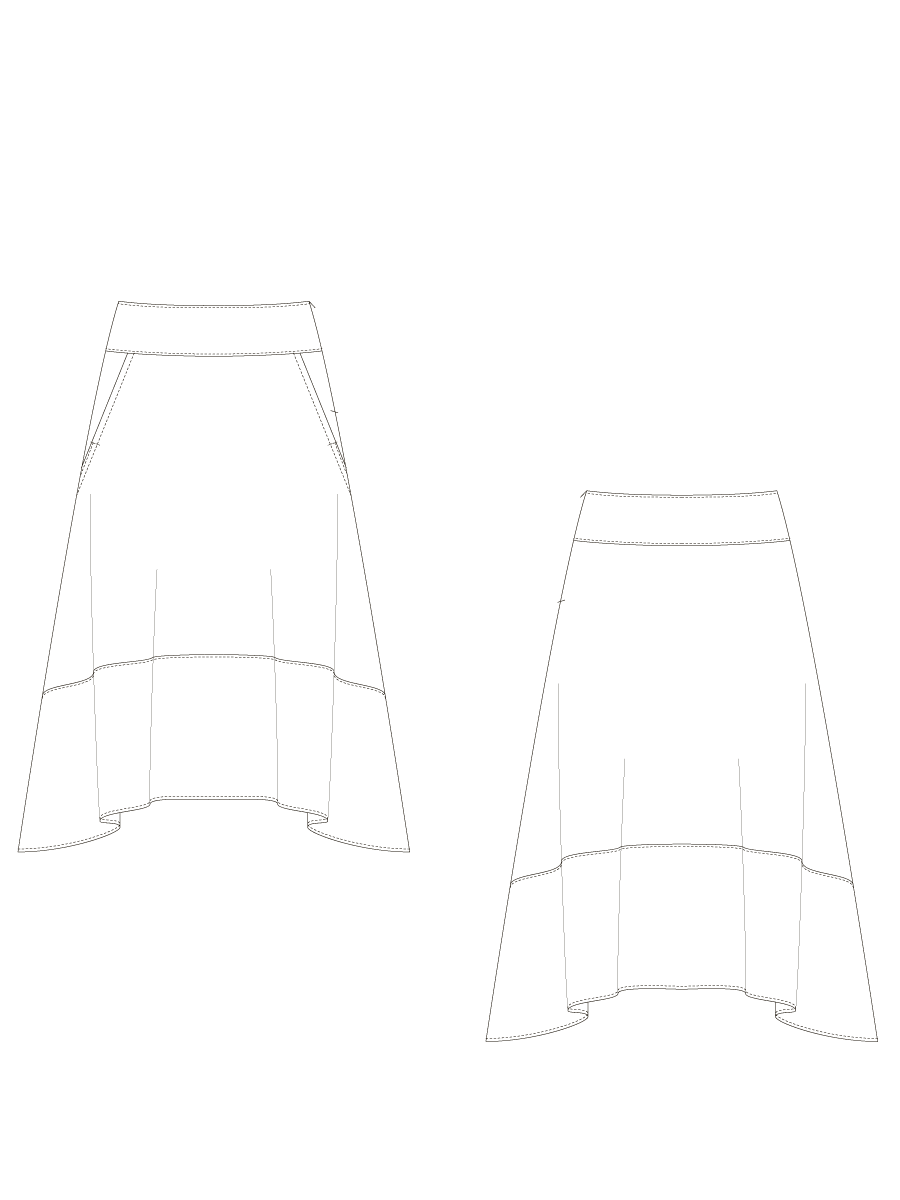 【707】裾切り替えフレアスカート