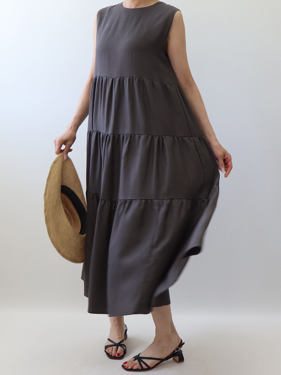 【875】ノースリーブティアードワンピース