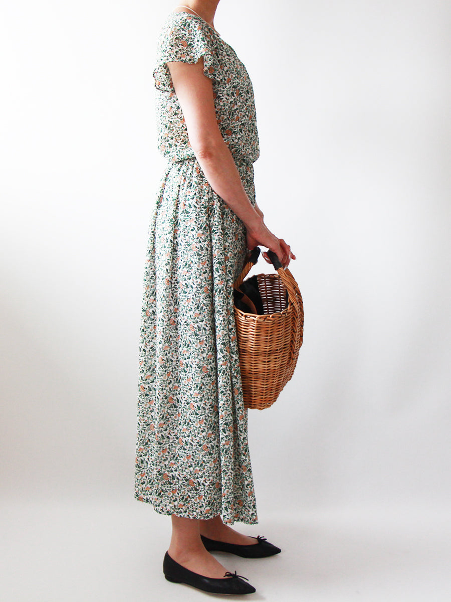 [729] Tuck gathered maxi skirt (with lining)