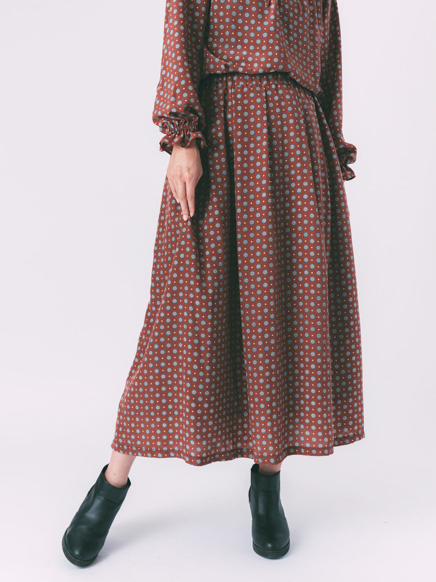 [729] Tuck gathered maxi skirt (with lining)