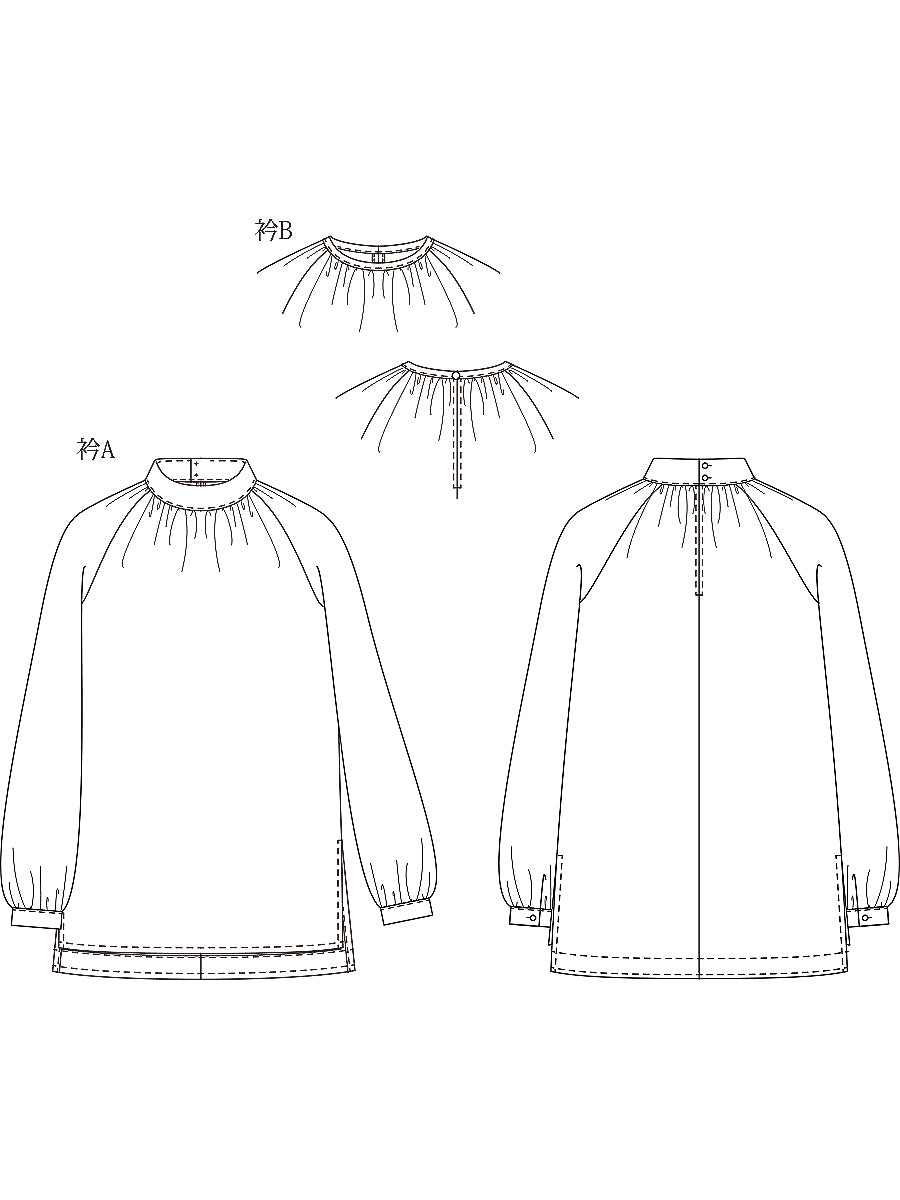 [705] Raglan sleeve 2 neck blouse