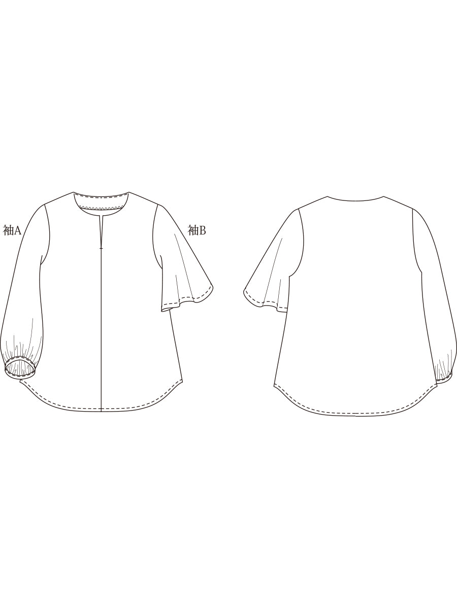 [737] Key neck blouse