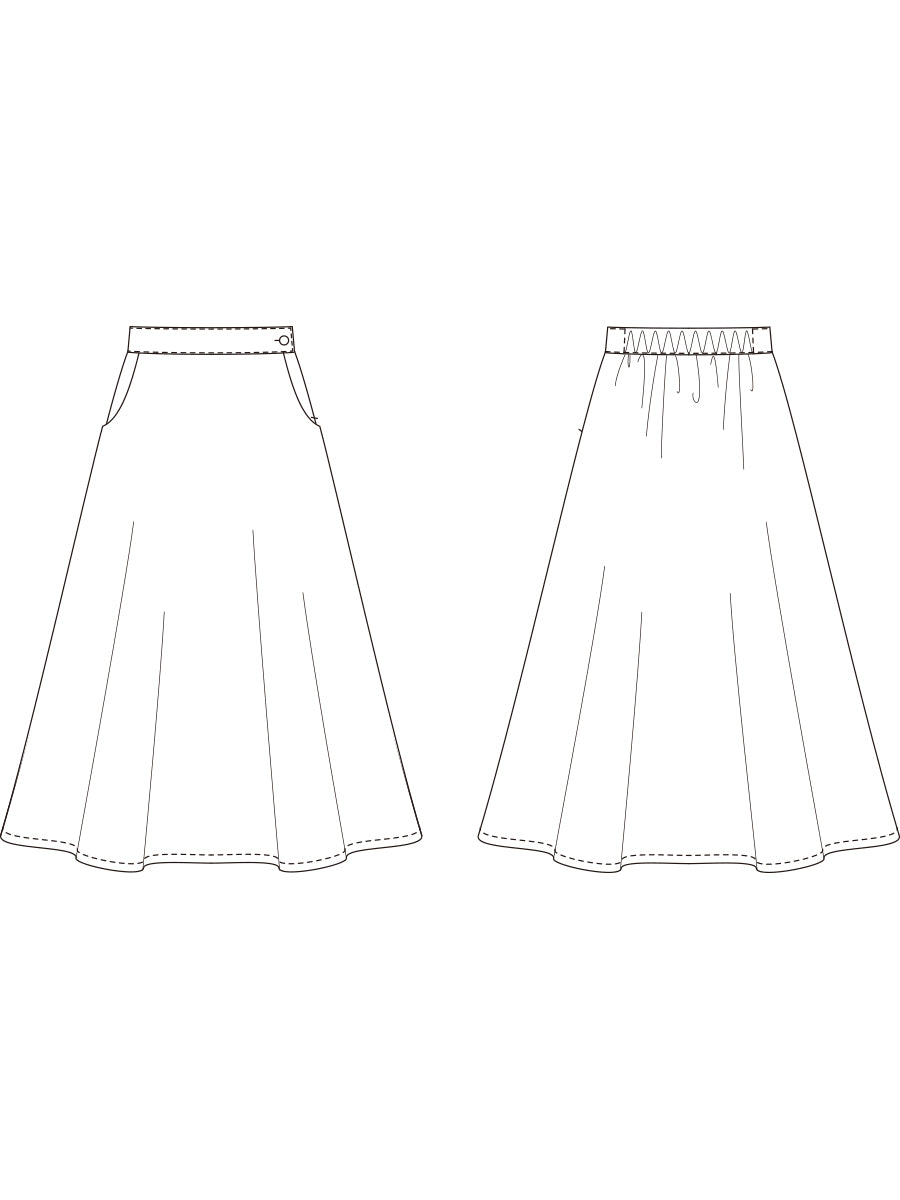 [744] Half rubber simple flared skirt