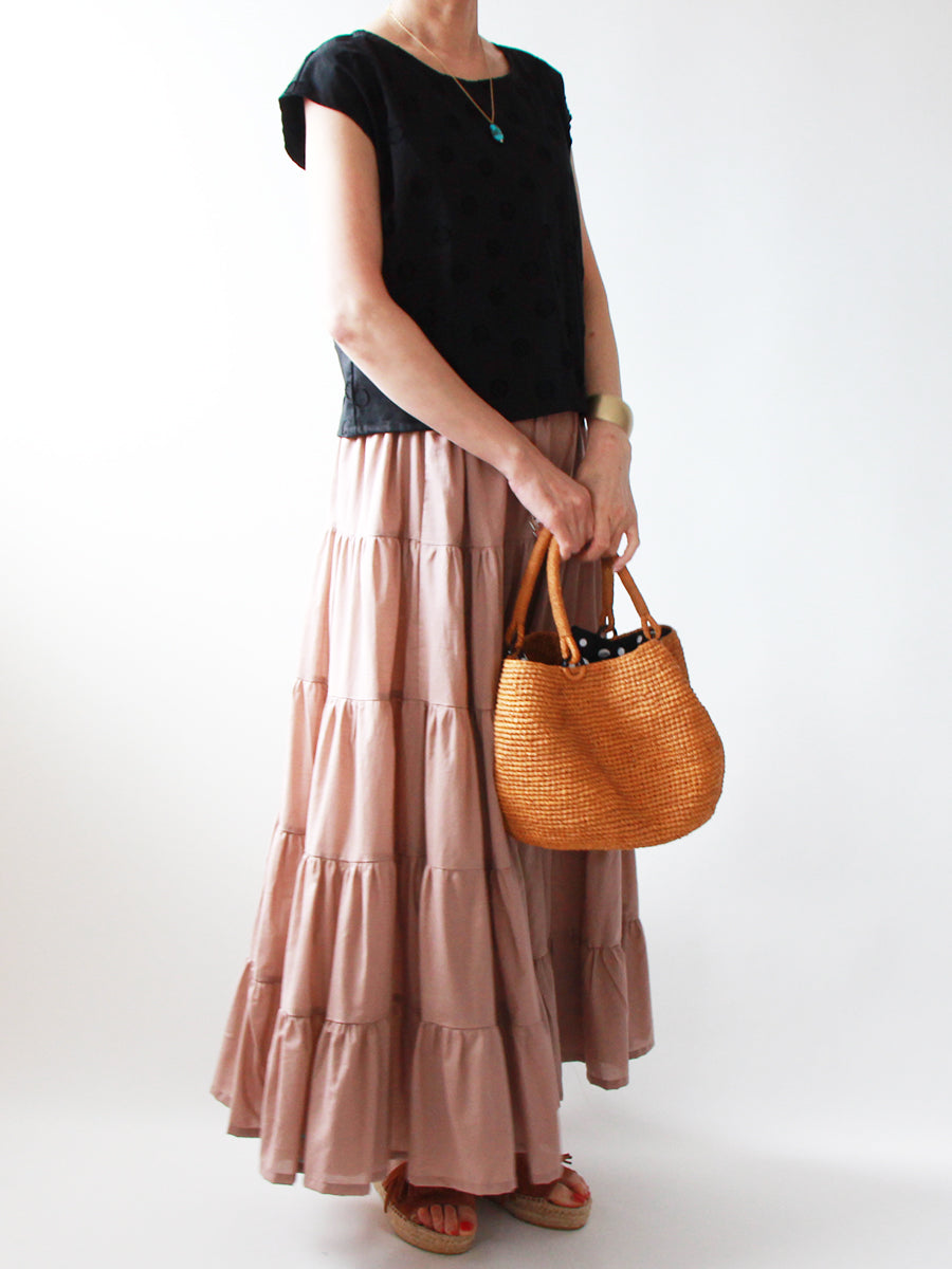 [718] Tiered maxi skirt