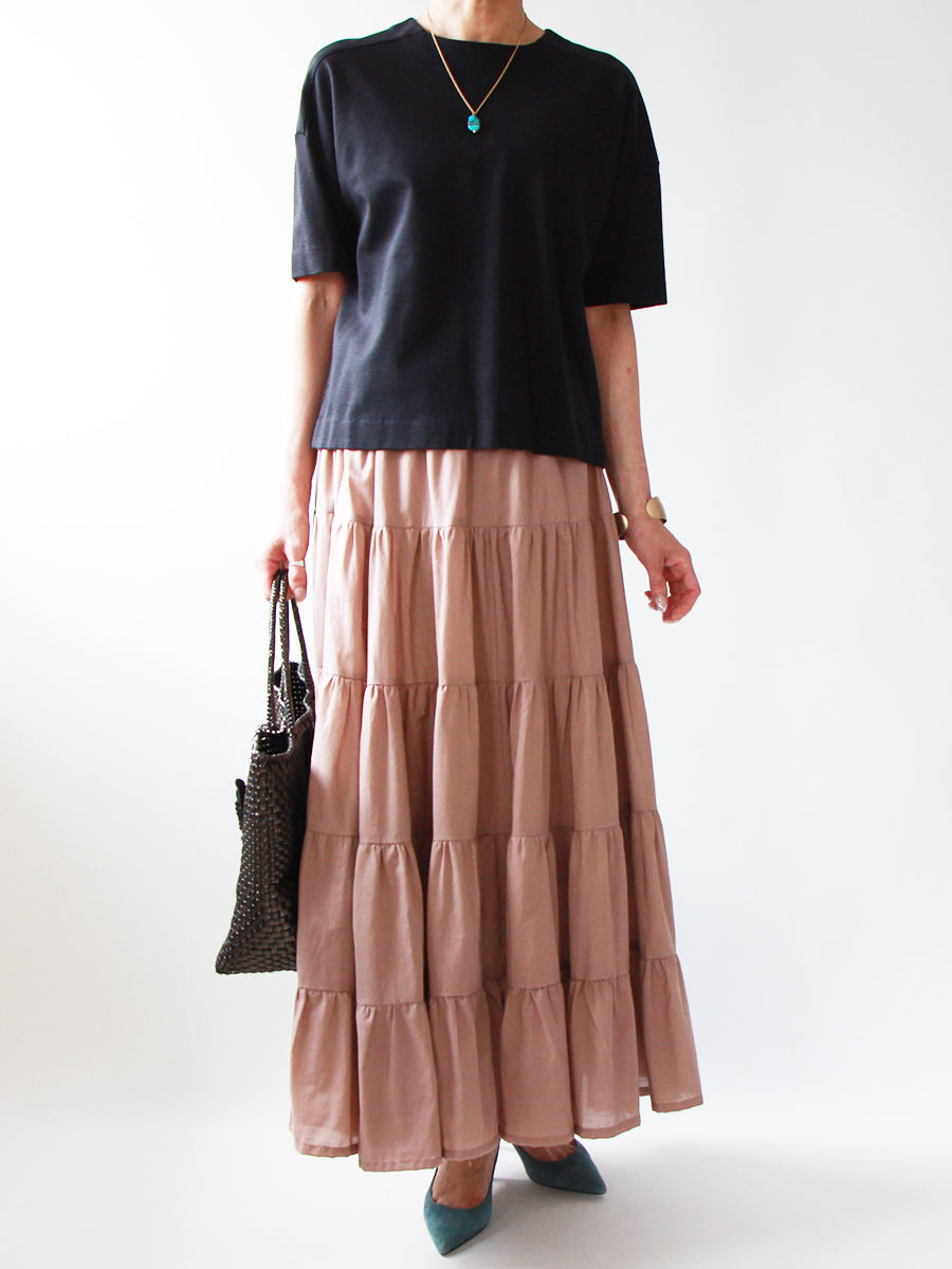 [718] Tiered maxi skirt