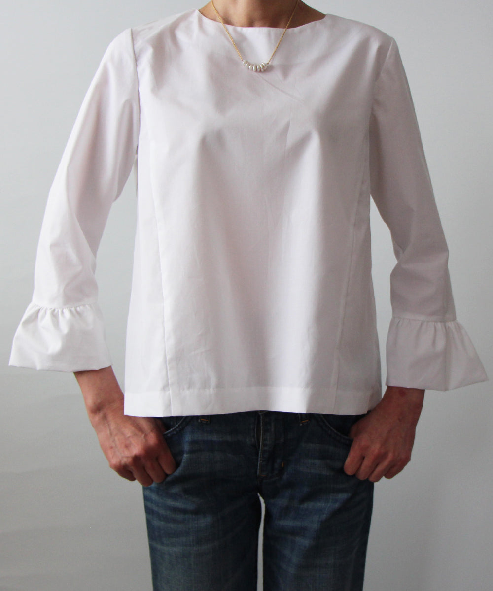 [652] 2 sleeve set side switching blouse