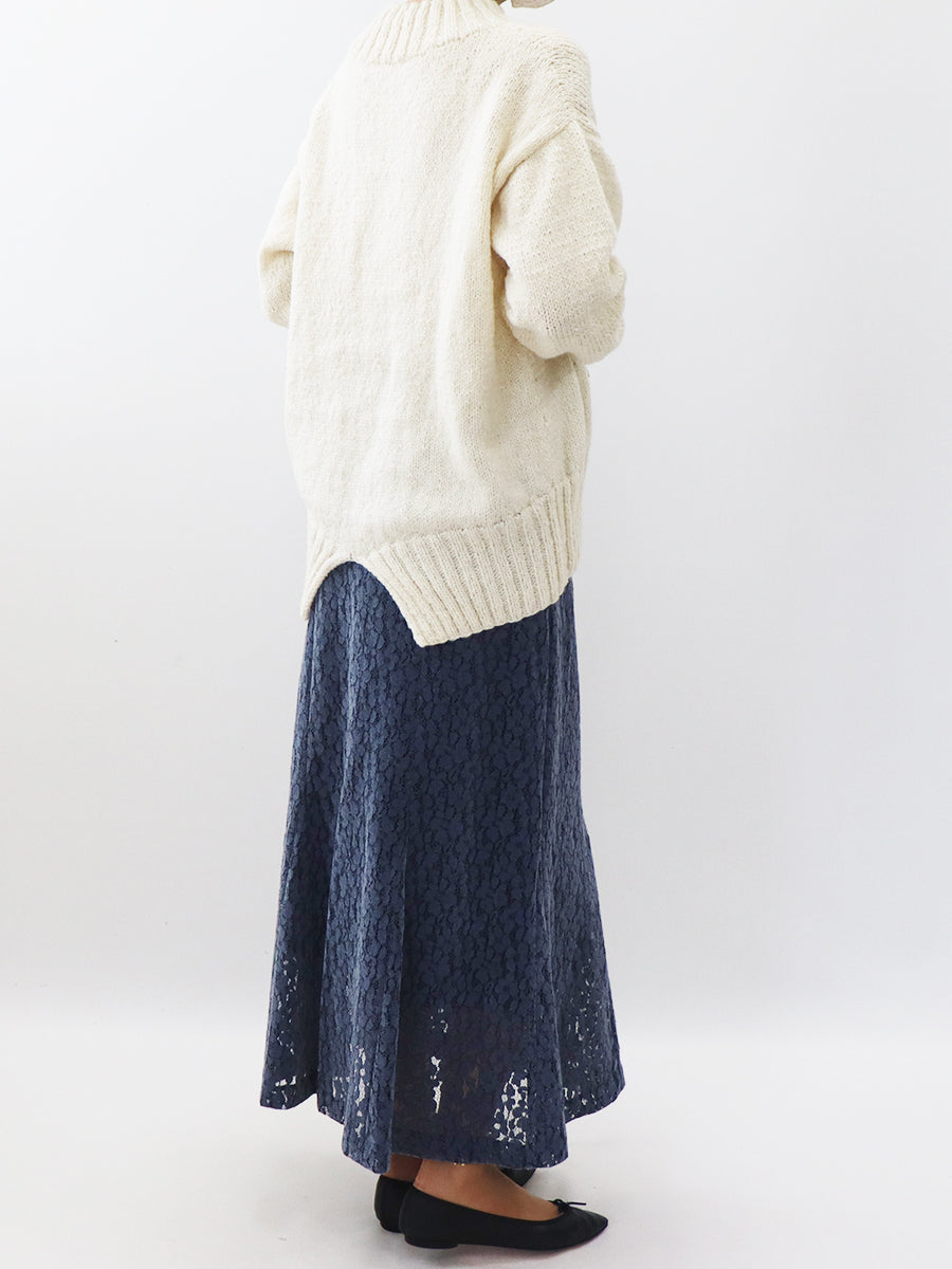 手編み製図 バックスリットオーバーセーター【N53】