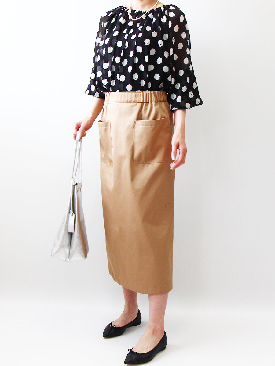 [764] Elastic waist long tight skirt